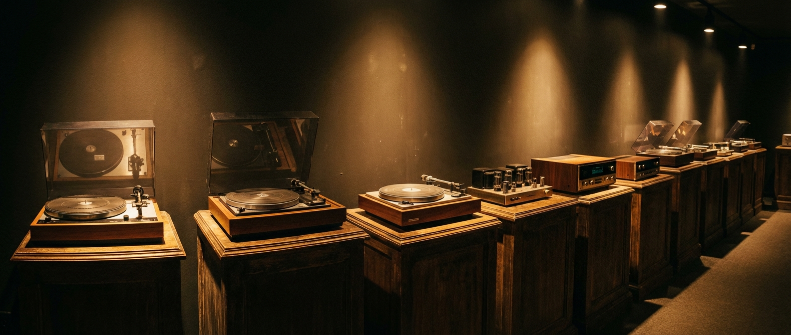 A gallery of vintage turntables